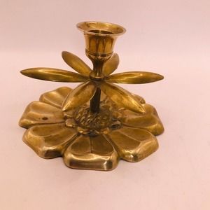 Unique Vintage Brass Lotus Blossom Candle Holder Made in India 4" W x 2.5 " H.